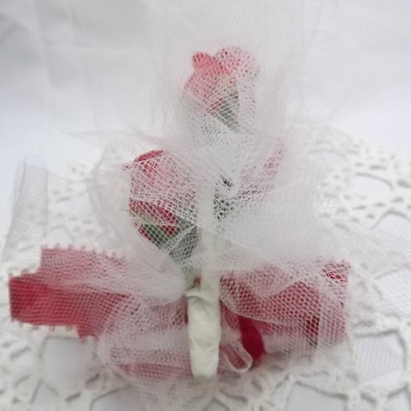 Red Rose Silk Flower Boutonniere - Picture 2 of 3